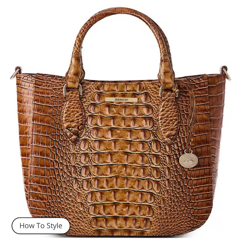 Brahmin Brown Crocodile Embossed Leather Tote